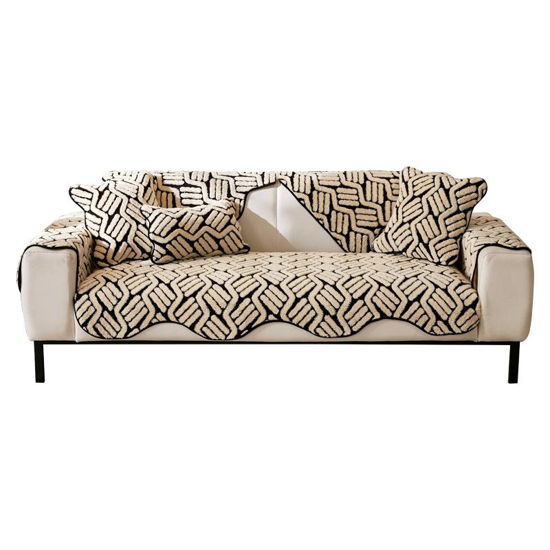 Simple and Modern Shu Cotton Lint Special-shaped Sofa Cushion 2025 Non-slip Cover One Piece Leather Sofa Plush Seat Cushion