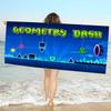 G-Geometry-Dash Hyper-Rhythmic-Neon Beach Towel Colorful Bath Towels for Girl Quick Dry Custom Sand Free Beach Yoga Spa Gym Pool