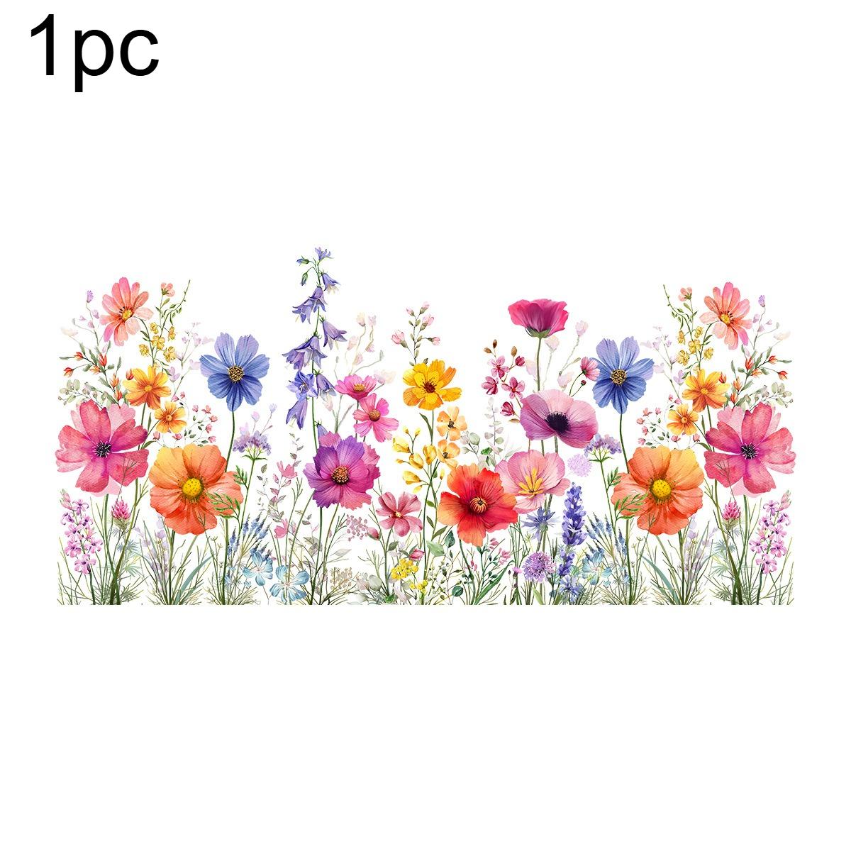 1pc PVC Static Cling Window Decal Tulip Butterfly Floral Stickers Bedroom Living Room Bathroom Decor Window Decorations for Home