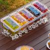 Taco Bar Serving Set for Party Ice Chilled Condiment Caddy Organizer for 5 Removable Compartments Garnish Serving Tray Platter for Picnic Camping