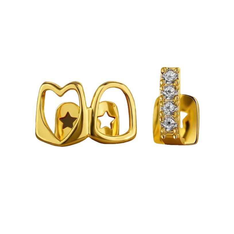 1 sada zubních Grillz šperků duté srdíčkové rovnátka Hip-Hop minimalistické dentální doplňky pro každodenní nošení party make-up