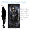 Toalla de Playa Calavera Parca Estampado Gótico Oscuro Microfibra de Secado Rápido Suave Toalla de Baño Para Hombres Mujeres Verano Fiesta de Halloween