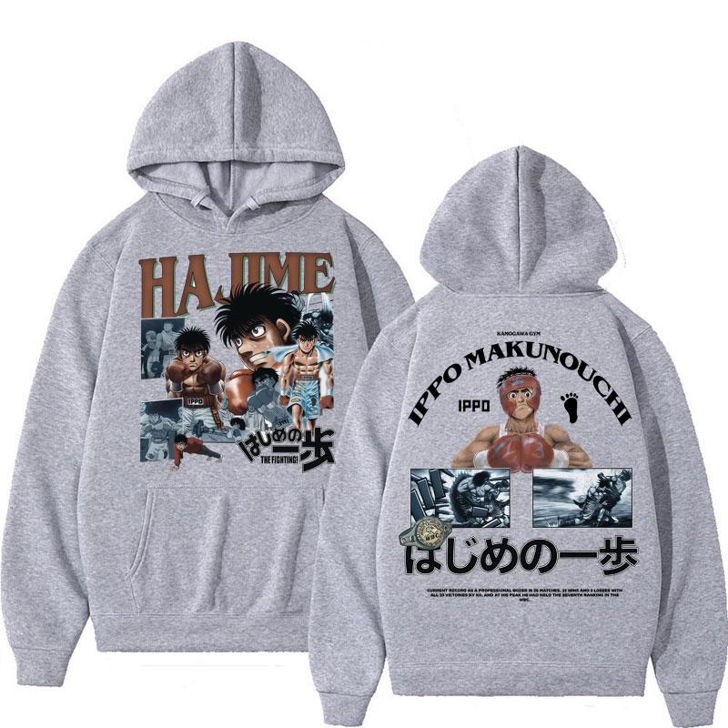 Anime Hajime No Ippo Hoodies Kamogawa Boxing Gym Makunouchi KGB Hip Hop Long Sleeve Men Women Oversized Fleece