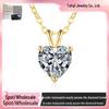 S925 Sterling Silver Heart-Shaped Moissanite Necklace with 2 Carat Pendant, 18k Plated Fashion Jewelry