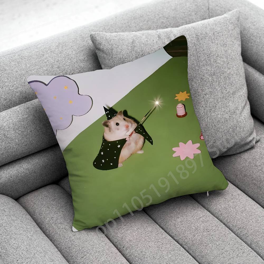 Funny Sad Hamster Meme Throw Pillow Case For Square Bedroom Pillowcase Cover