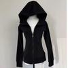 Women's Spring Hooded Cardigan - Sporty Slim Fit, Cinched Waist, Stylish Drop Shoulder, Versatile Short Top for Dopamine Dressing