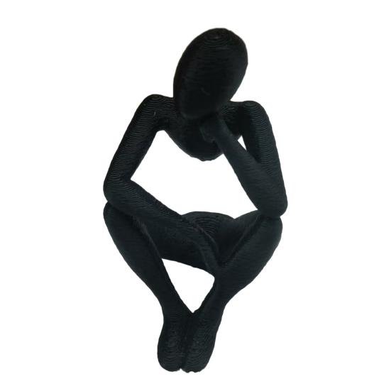 3D Printed Thinker Style Abstract Sculpture, Meditator Statue Collectible Figurines, Home Office Bookshelf Desktop Decor
