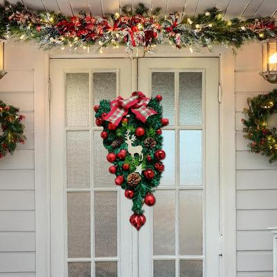 Wreath,Artificial Flowers Wreath, Door Hanging Decoration, Festival Props, Hanging Window Wall Hanging(50cm)