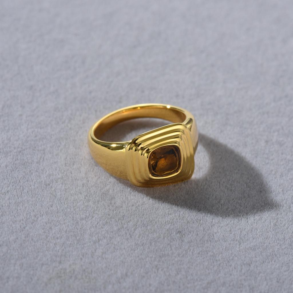 Anello Geometrico Inlaid Quadrato Zircone Stile Moda Tendenza Esagerato Personalità Temperamento Anello Quotidiano
