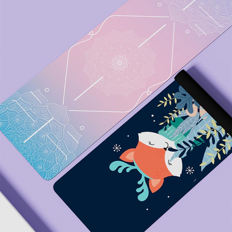 Suede Cartoon Pattern Yoga Mat Portable Thin Animal Plant Pattern Floor Mats Non Slip and Foldable Home Sports Dancing Yoga Fitness Mat for Girls
