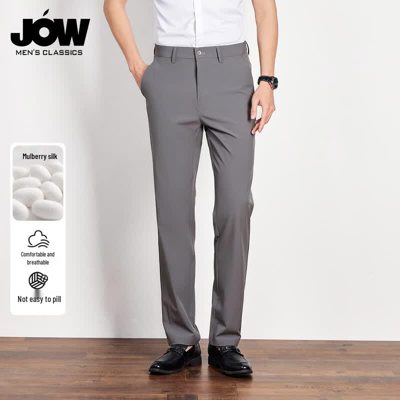 JOW Men s Silk Blend Business Casual Straight-Leg Pants 34 темно-серого