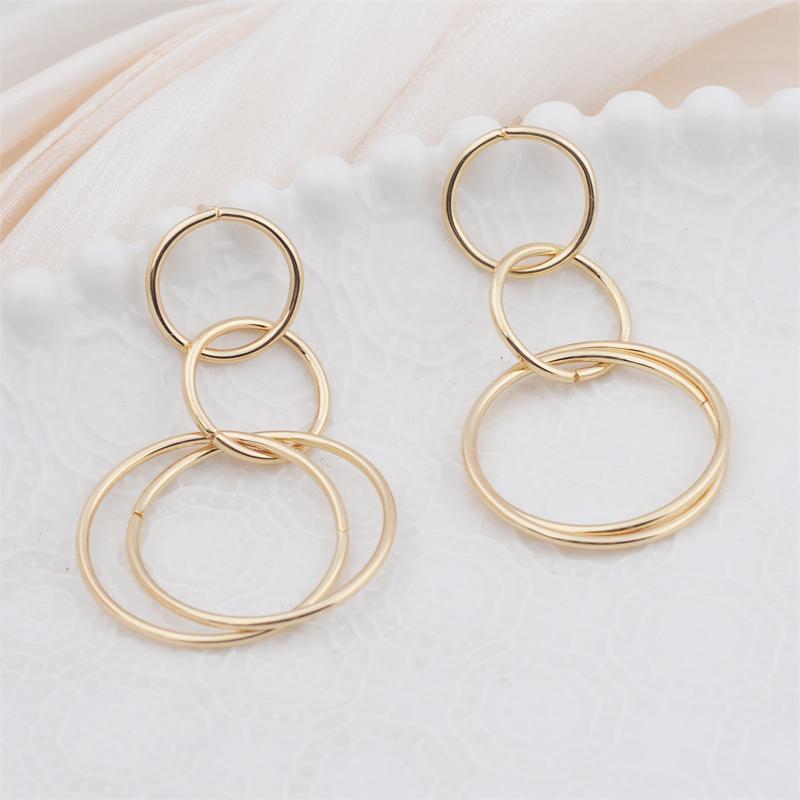 Three Circle Big Round Loop Simple Drop Earrings for Women Geometric Wedding Party Jewelry Christmas Girl Friend Gift