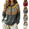 Dames gebreide knoopcardigan met ronde hals, losse pasvorm, vintage trui-jas voor herfst en winter