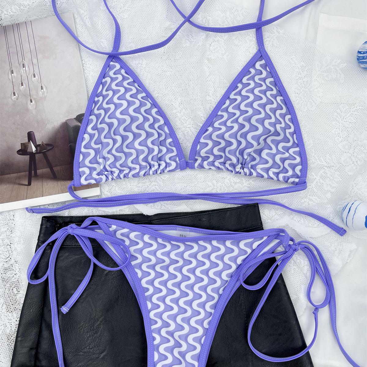 

Сексуальный женский купальник с принтом, бикини с завязками по бокам, пляжная одежда, купальные костюмы L