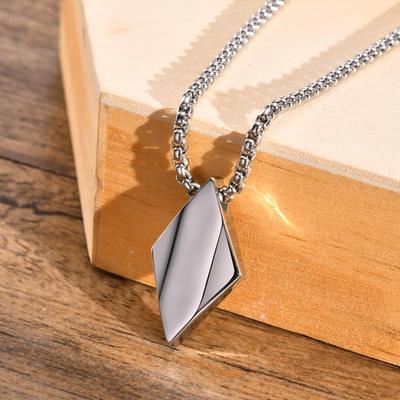 Rhombus Man Necklace Stainless Steel Jewelry Pendant With Adjustable Box Chain Collar Father Boyfriend Valentine's Day Gift