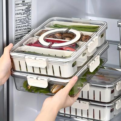 Snack Tray with Handle, Portable Snackle Box Container Veggie Serving Tray, for Travel Party Refrigerator Organize Box Key Tray
