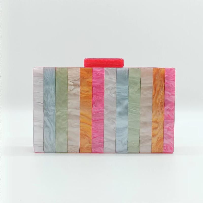 Evening Bag Crossbody Fashion Patchwork Chain Summer Beach Clutch Shoulder Acrylic Luxury Designer Original Bags Women's Wallets