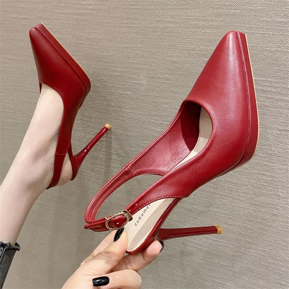 Fashion Women's Sandals Baotou Back Hollow High Heels 2025 New Pointed Thin Heels Single Shoes Women's Simple and Elegant Sandals