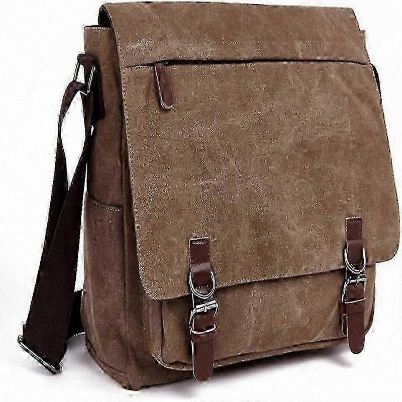 Casual Canvas Crossbody Bag for Men, Trendy Everyday Messenger Shoulder Bag in Coffee Tone