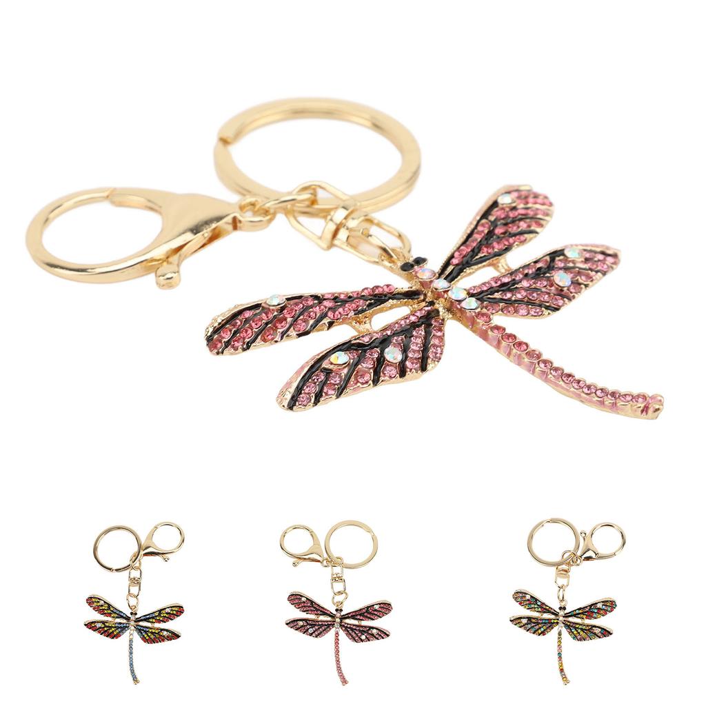 Libellen-Schlüsselanhänger, Zinklegierung, funkelnde Strasssteine, süßer Libellen-Schlüsselring für Handtasche und Rucksack