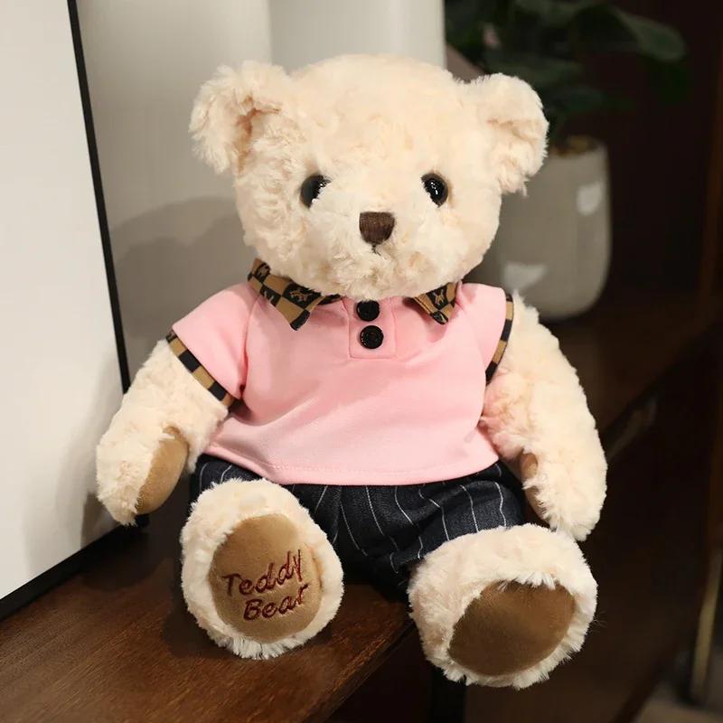High Quality Soft Teddy Bear Plush Toys Tie Bear Doll T-shirt Paul Teddy Bear  Cute Pillow Animal Cushion Children Birthday Gift