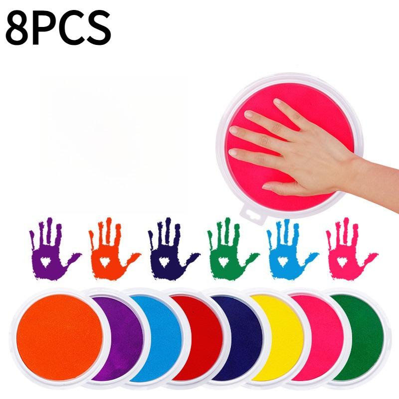 

8PCS Children s Stamp, Handprint Footprint Size Stamp Pad, Washable Safety Stamp, 8 Colors