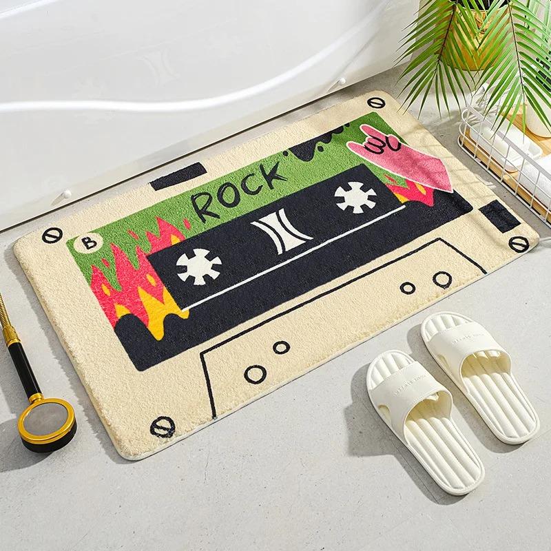 Cassette Soft Bath Mat Super Absorbent Washroom Entrance Carpet Bathroom Floor Decor Non Slip Easy To Clean Welcome Doormat Rug