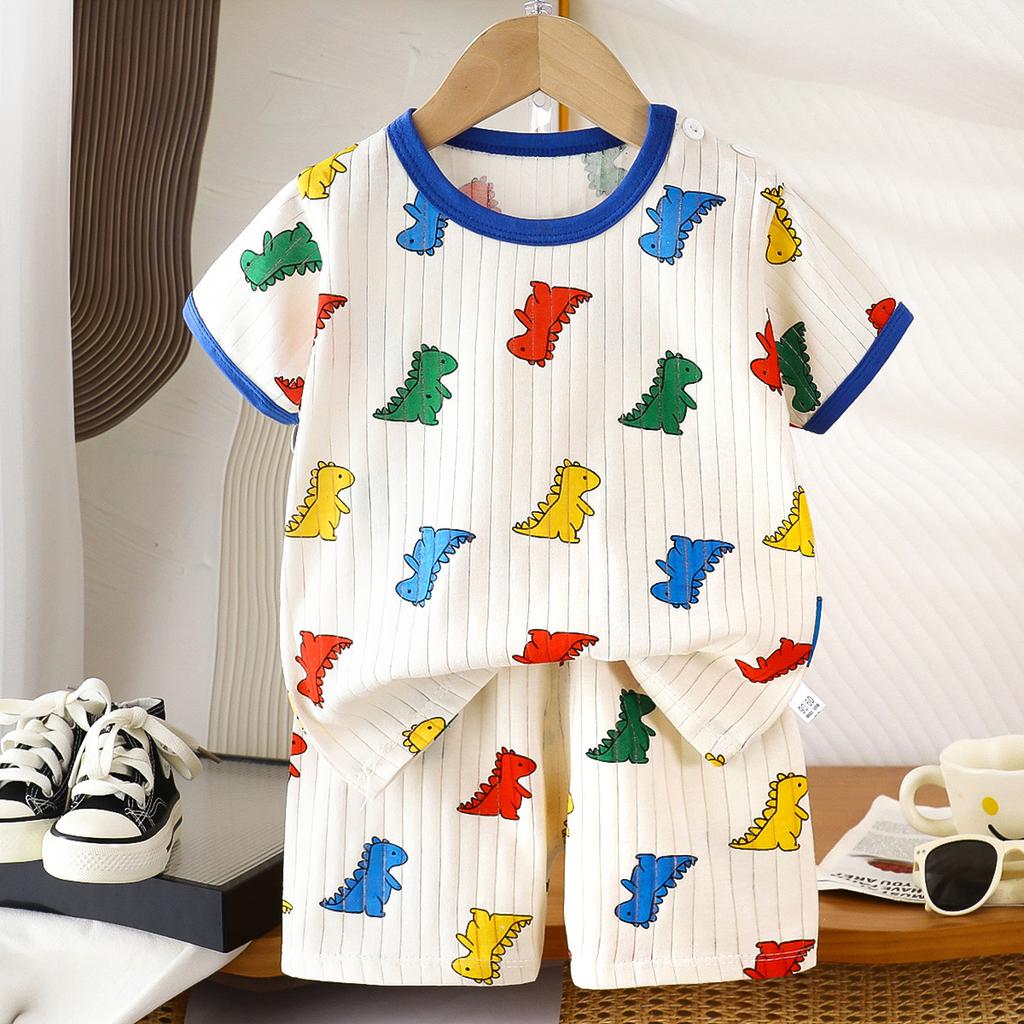 Neue Kinder Jungen Mädchen Sommer Kleidung Sets Kinder Niedlichen Cartoon Print Kurzarm T-Shirt Tops mit Shorts Kleinkind Baby Pyjamas