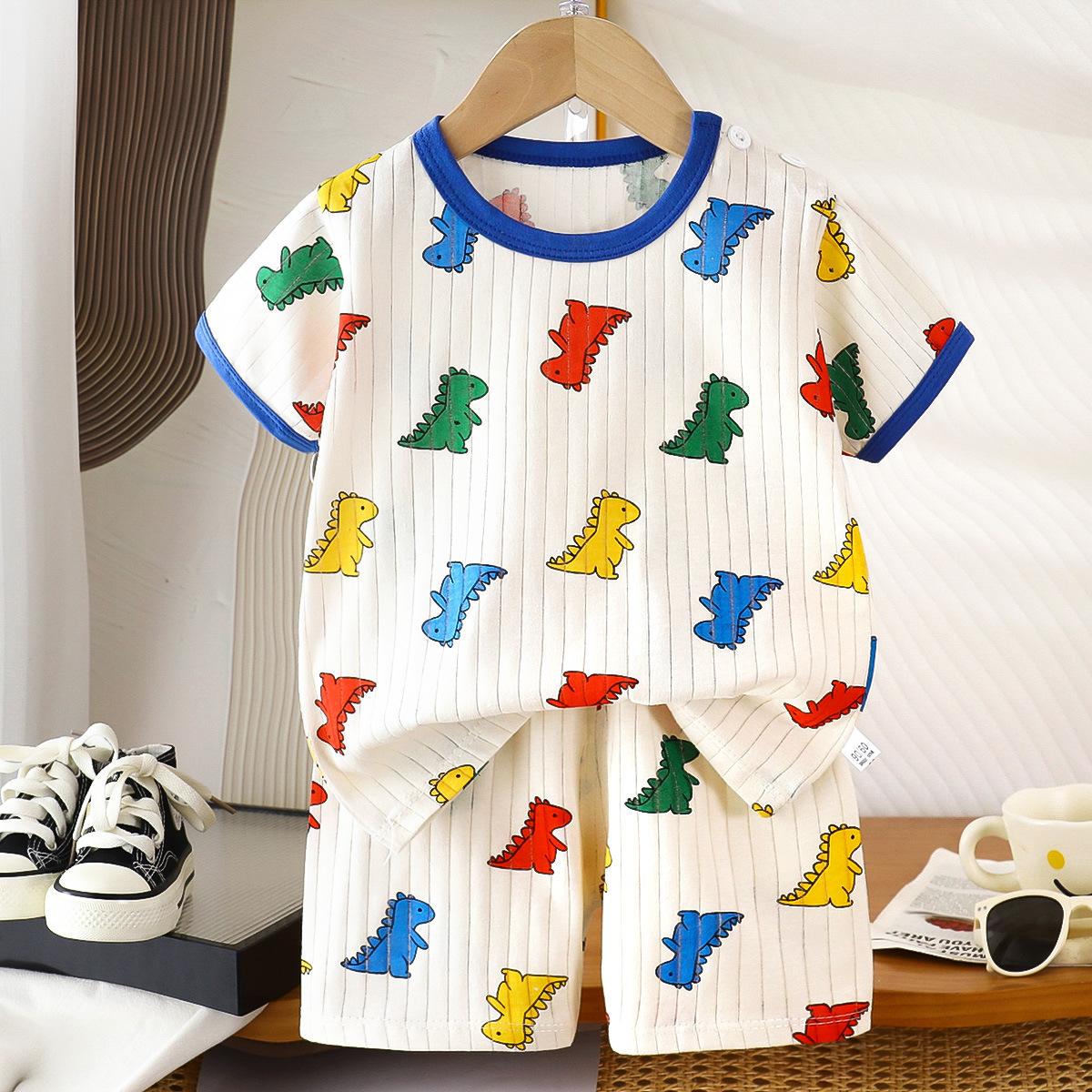 

Новые детские комплекты летней одежды для мальчиков и девочек, детские милые футболки с короткими рукавами и принтом из мультфильмов, топы и шорты, пижамы для малышей 90cm