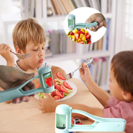 Drue- og Cherrytomat-skærer med Rustfrit Stål Kniv, Håndholdt Frugtskærer til Børns Snacks, Hurtigt Værktøj til Frugtforberedelse, Gadget til Familiekøkkenet