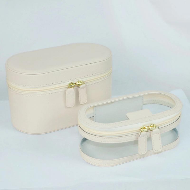 Double-Layer Makeup Bag: Mother-Child Transparent Travel Wash Bag with Wet/Dry Separation