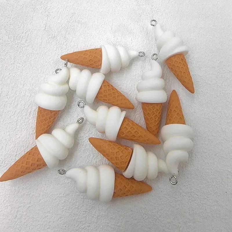 10pcs Kawaii Simulated Food Ice Cream Charms Cute Handmade Resin Pendant Flatback Keychain DIY Jewelry Making Findings