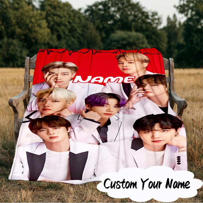 Custom Name K-pop Stars Formal Attire Blanket Ideal Bedding Blanket Perfect for Travel, Camping, Living Rooms, Offices, Sofas, Fan Christmas gift
