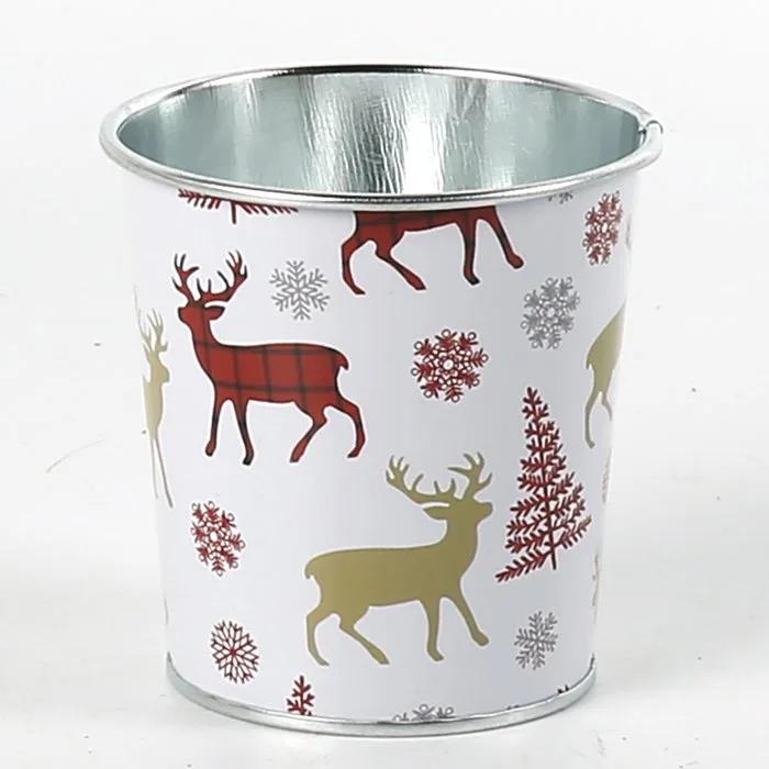 Christmas Bucket Metal Basket Bucket Christmas Decorations Vintage Holder Decor for Indoor and Outdoor Decorative