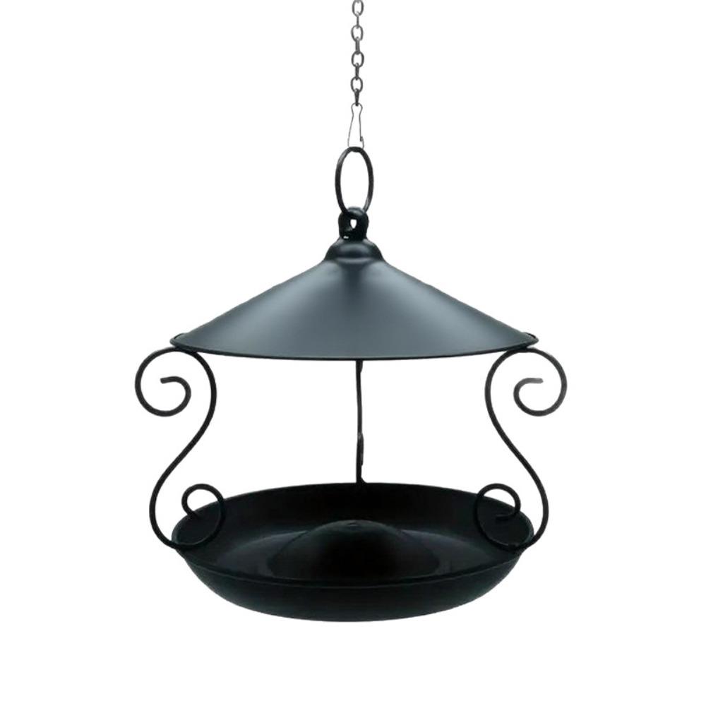 

Ветрозащитная кормушка для птиц Железный поднос для кормления птиц Садовый декор Поилка для птиц Уличная чёрный