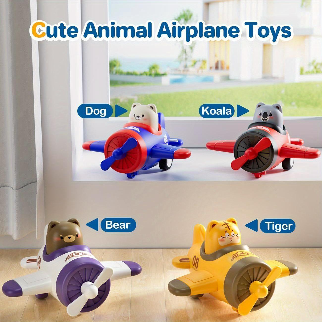 

Нажми и Поезжай Игрушки-самолеты для малышей 1-3 лет Разноцветные самолеты с пилотами-животными и движущимся пропеллером, Рождественские подарки на день рождения, Игрушечный самолет