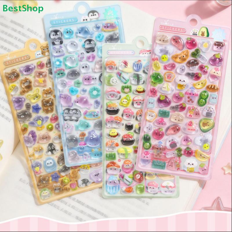 3D Crystal Epoxy Gel Stickers, Cute Cartoon Animal Puffy Stickers for Kids Crafts, Scrapbooking & Reward Gifts