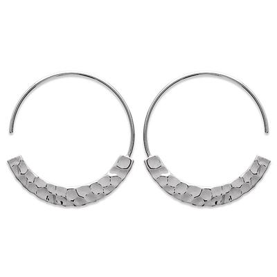 [R3624] - Silver 'Cléopatra' Silver Hoop Earrings (rhodium) - 30x27 Mm - Thickness 4 Mm