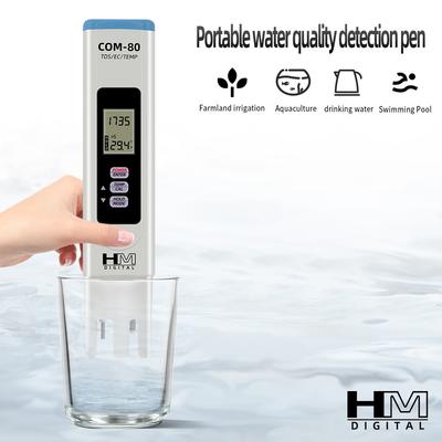 HM Digital 3 in 1 Wasserqualitätsprüfer Tragbares TDS EC Temp Meter COM-80 Hydrotester Wasserteststift für Aquakultur Labor