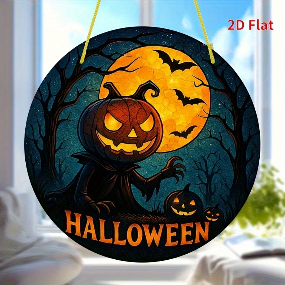 2D Flat Halloween Acrylic Pendant - Horror Jack-o-lantern Home, Outdoor Party Classic Flat Decoration, Halloween Decoration Jack-o-lantern Ornament