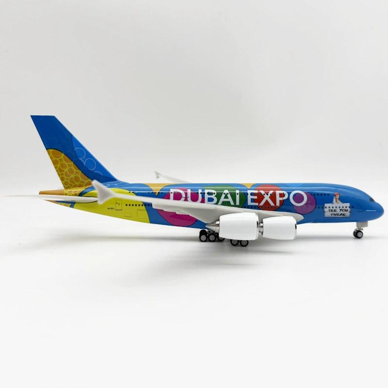 1/240 Scale Model airplane Emirates A380 Dubai Expo Painting machine aircraft models Resin 30CM Planes Collectible with Stand