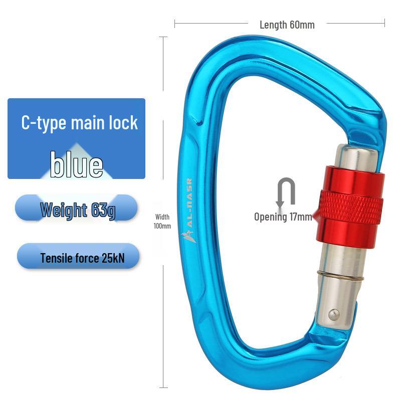 Customizable Outdoor Rock Climbing D-Shaped Aluminum Carabiner Safety Lock Hook