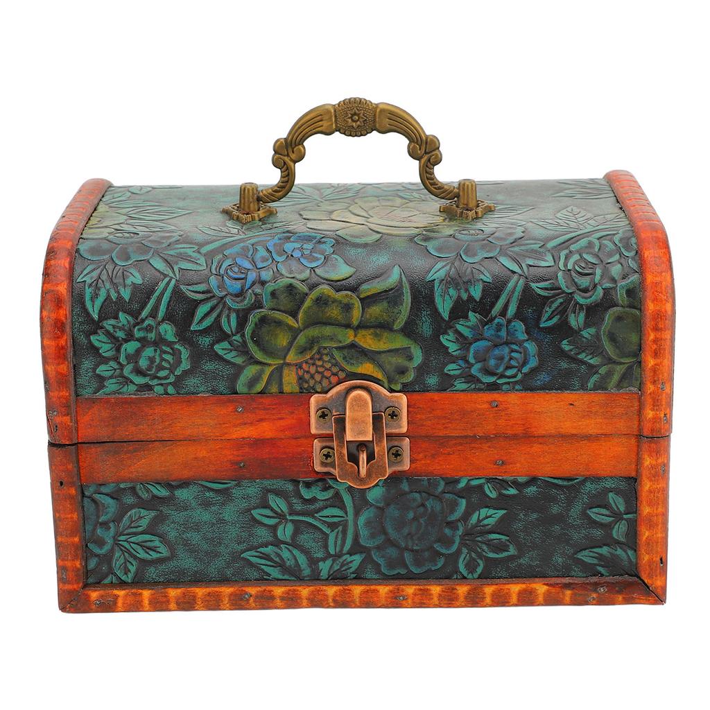 Vintage Jewelry Box Retro Flower Pattern Decorative Keepsake Box for Bracelet Hairclips Pendants