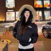 American winter short fur collar down cotton-padded clothes for women's new waist and thin high-end cotton-padded jacket