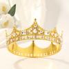 Retro Gold Alloy Headband with Seven Pearls Crown Headdress