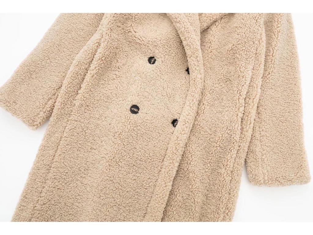 Doppelreihiger Wollfleece-Mantel - Dicke warme Herbst-/Winter-Überbekleidung für europäische und amerikanische Märkte (1255700)