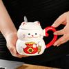 Joyful Mug Super Cute Animal Cartoon Ceramic Water Cup Large Caliber Fortune Cat Female Office Coffee Cup with Lid