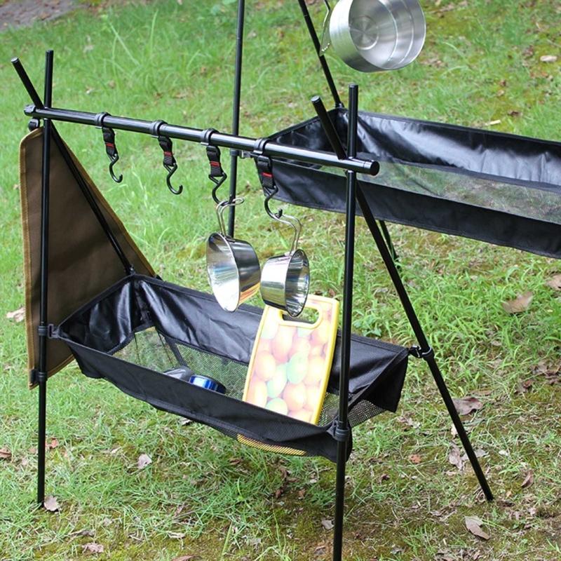 Stolní Box Tripod Síťovaný Koš Organizéry Kempingový Stůl Stojan Taška Venkovní Skládací Síťovaná Taška Pikniky Pod Stůl Úložná Taška