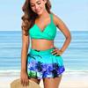 Women's Shoulder Strap Swimsuit Bright Beach Print Bikini Tankini Swimsuit