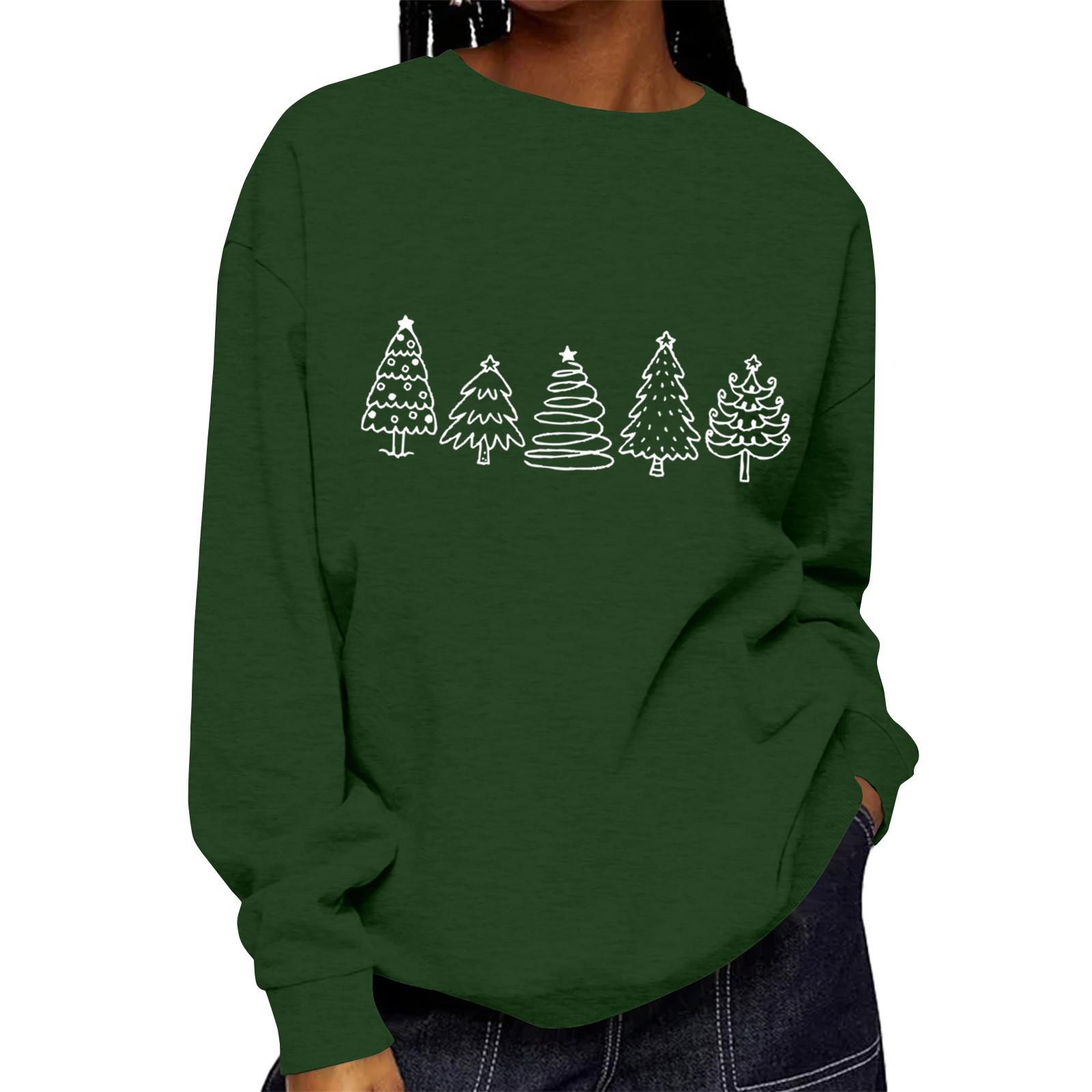 Женская модная повседневная свободная толстовка с круглым вырезом и длинным рукавом однотонная L армия зеленый 1498₽